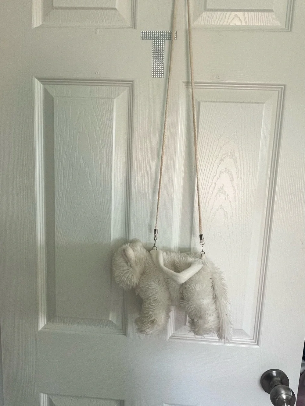 White Plush Cat Hanging Toy for Cats by